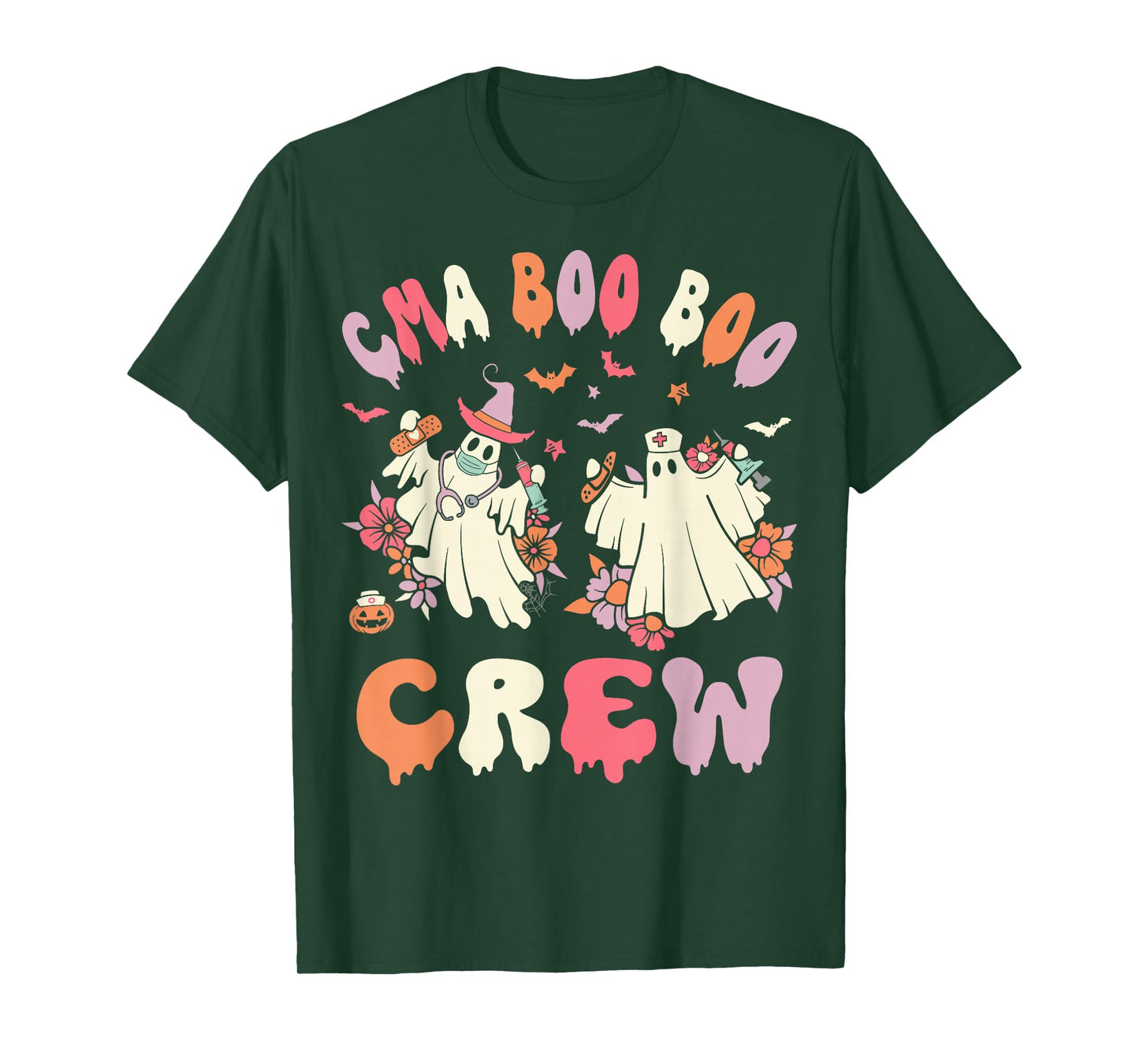 CMA Boo Crew Retro Halloween Ghost Nurse T-Shirt