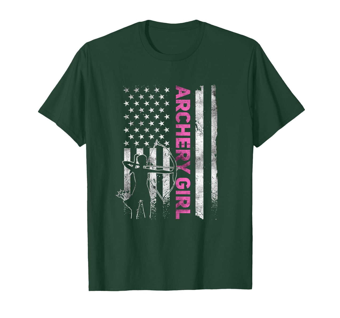 Retro American Archery Girl Apparel US Flag Female Archer T-Shirt