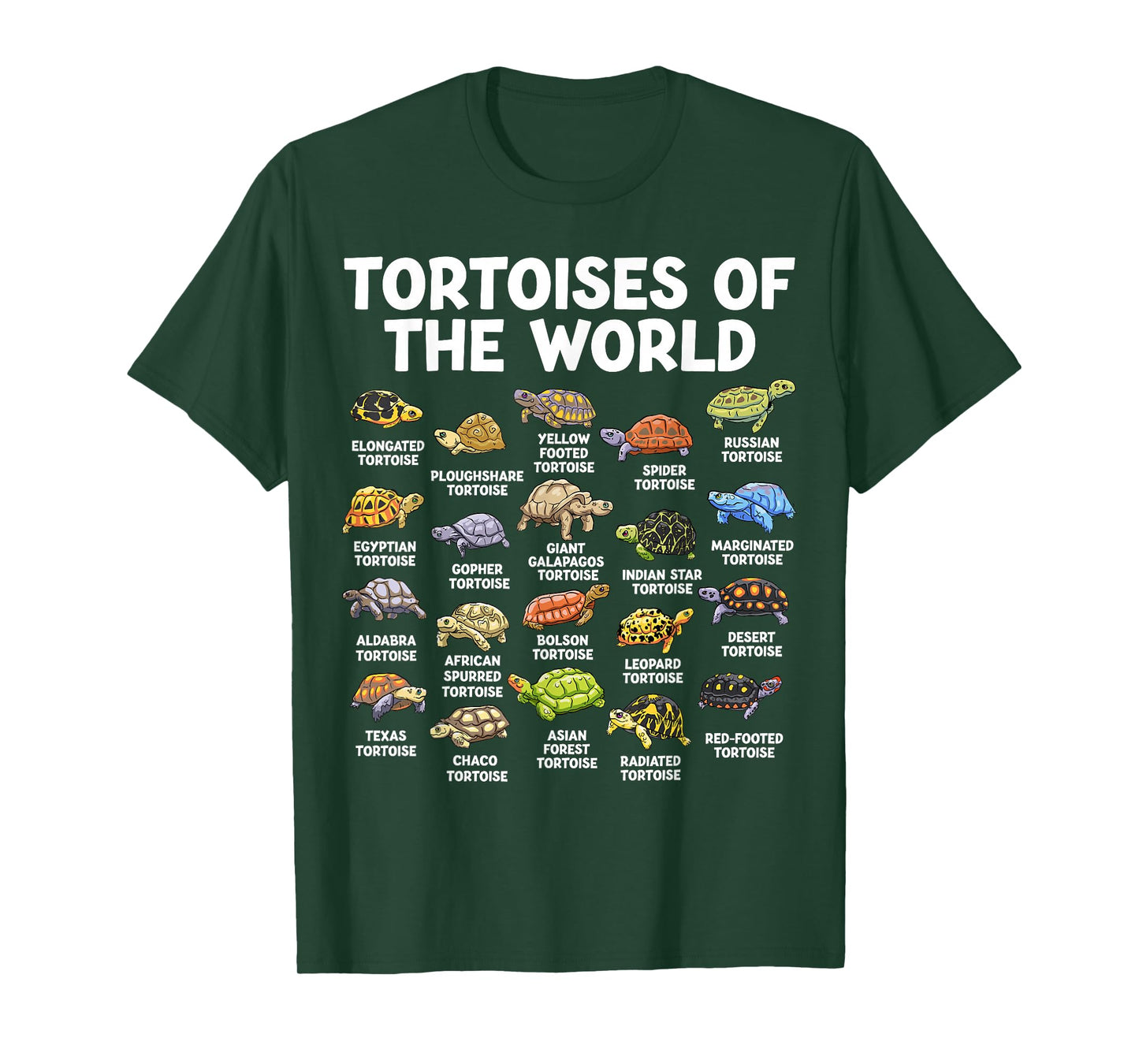Tortoises of The World Kawaii Types of Turtles Funny Reptile T-Shirt