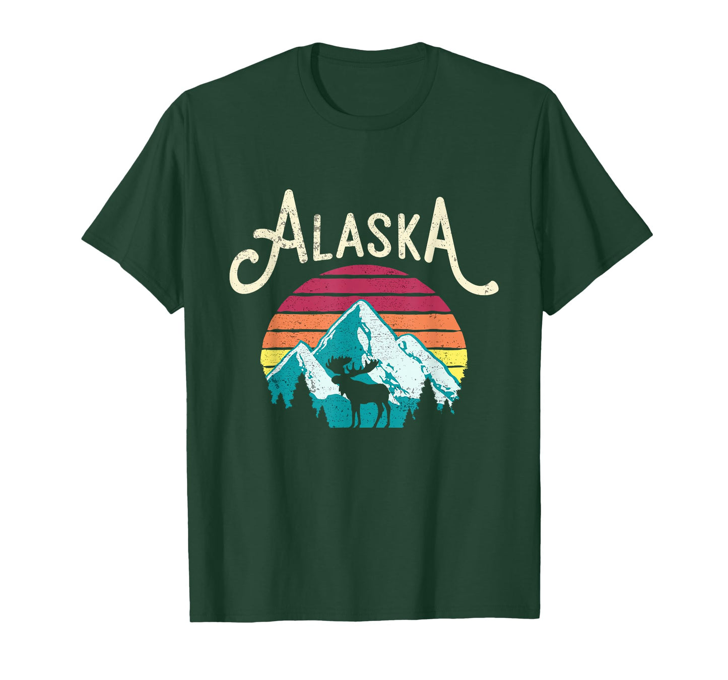 Retro Alaska AK Juneau Mountains Wildlife Moose T-Shirt