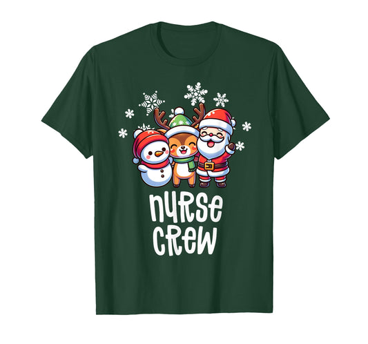 Christmas Nurse Crew Santa Snowman Holiday RN NICU PICU T-Shirt