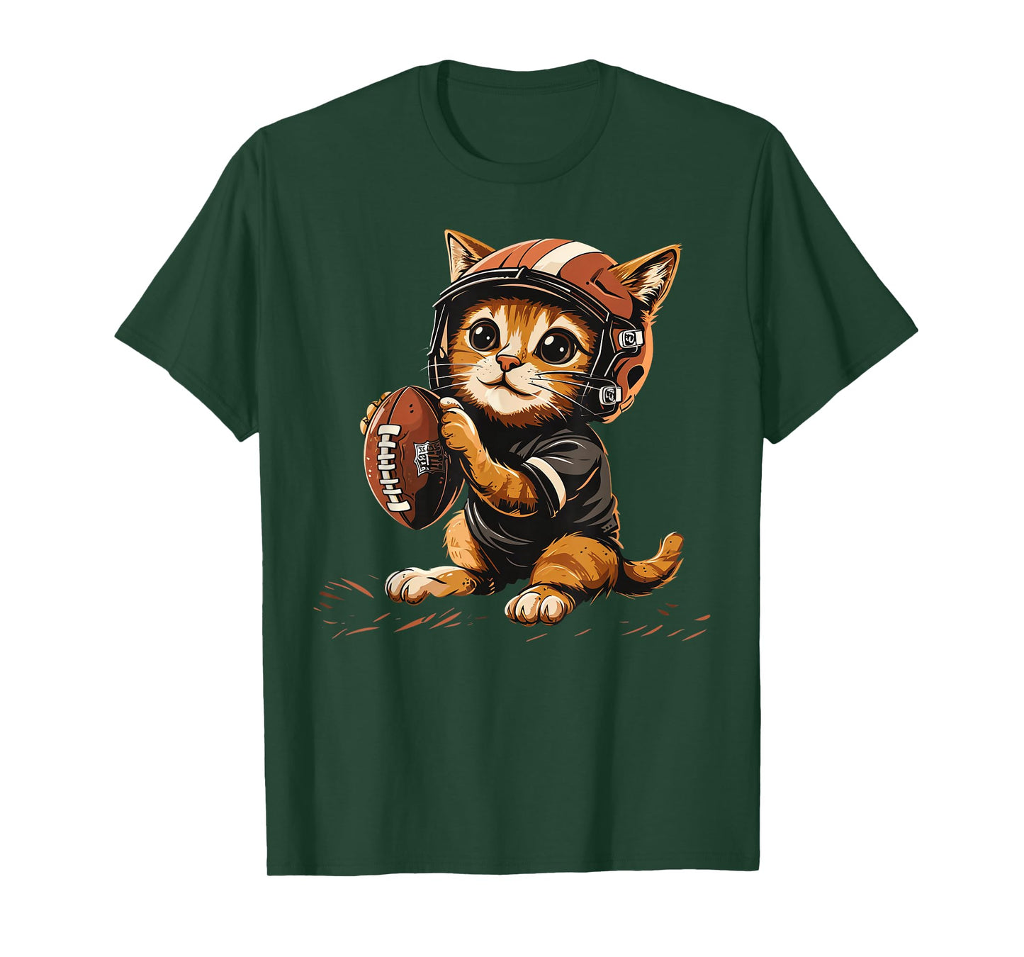 Cute Football Cat on Football player T-Shirt for Men Women Kids