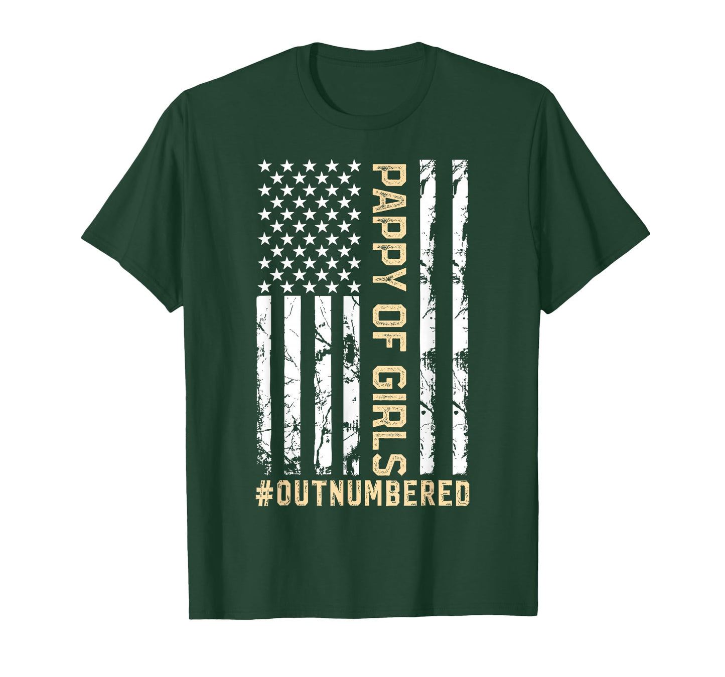 American Flag Father's Day Pappy Of Girls Outnumbered T-Shirt