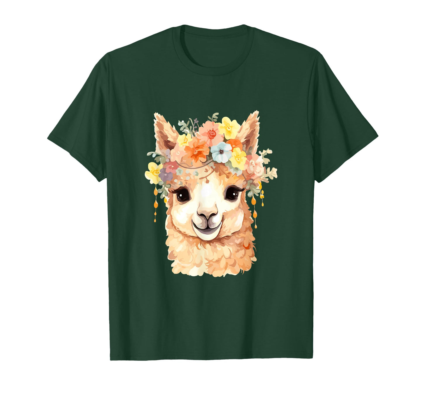 Alpaca with flowers, cute alpaca and llama T-Shirt