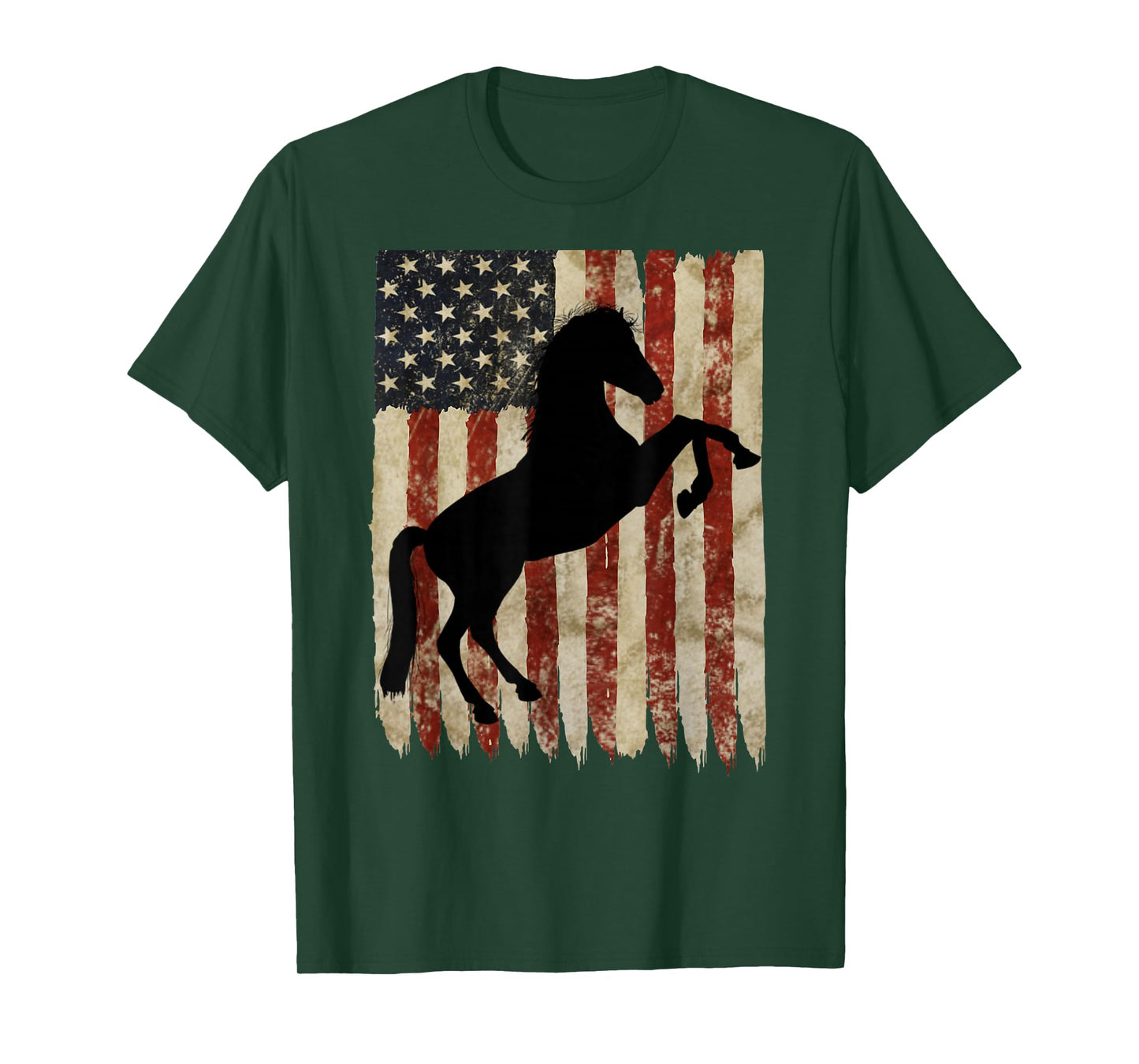 Horse Rider American Flag USA Patriotic Stallion Equestrian T-Shirt