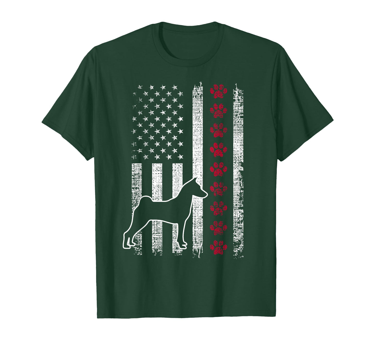 Vintage Retro USA Patriotic American Flag Basenji T-Shirt