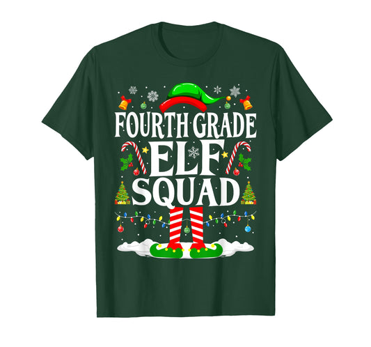 4th Grade Elf Squad Xmas Funny Christmas Fourth Grade Elf T-Shirt
