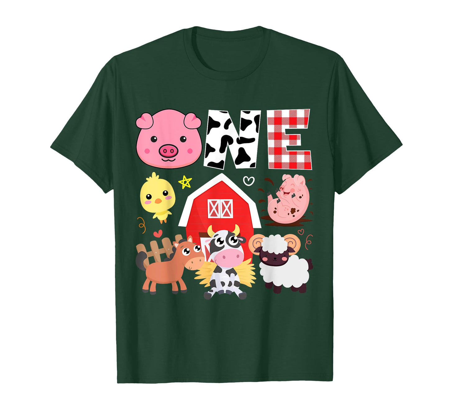 1st Birthday One Year Old Farm Theme Animals Birthday Party T-Shirt