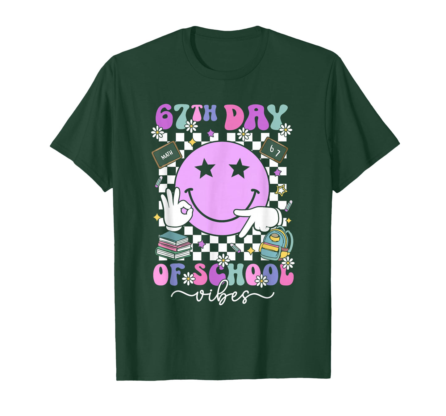 67 Days of School Meme 100th Day of School Vibes Smile Face T-Shirt