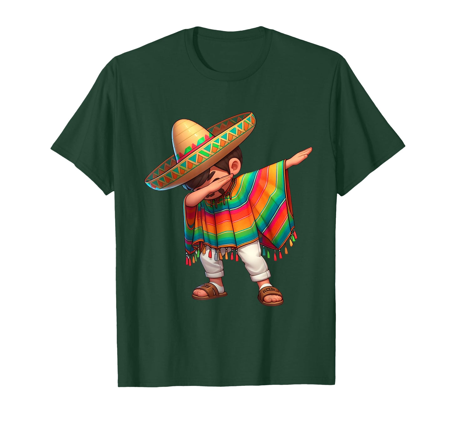 Dabbing Mexican Poncho Cinco de Mayo Boys Men Sombrero Dab T-Shirt