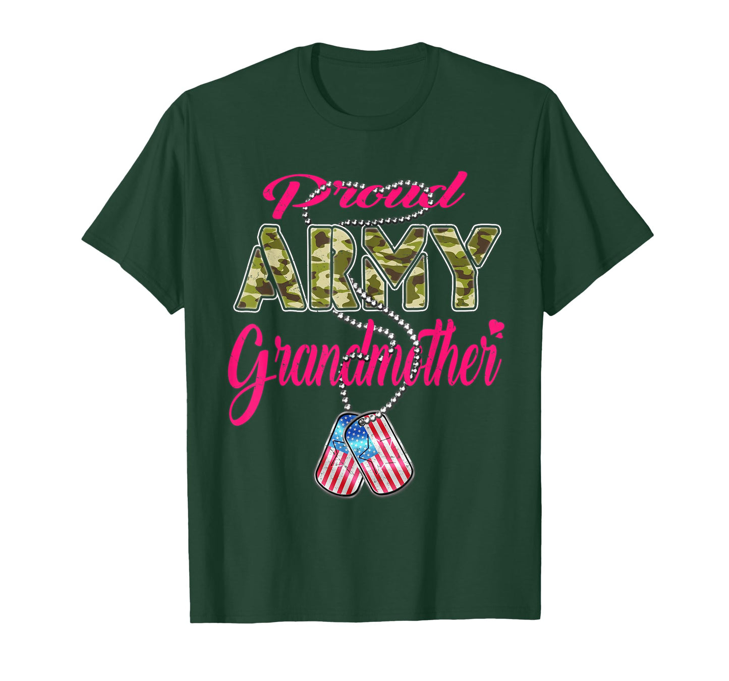 Proud Army Grandmother Camo US Flag Dog Tag Military Grandma T-Shirt