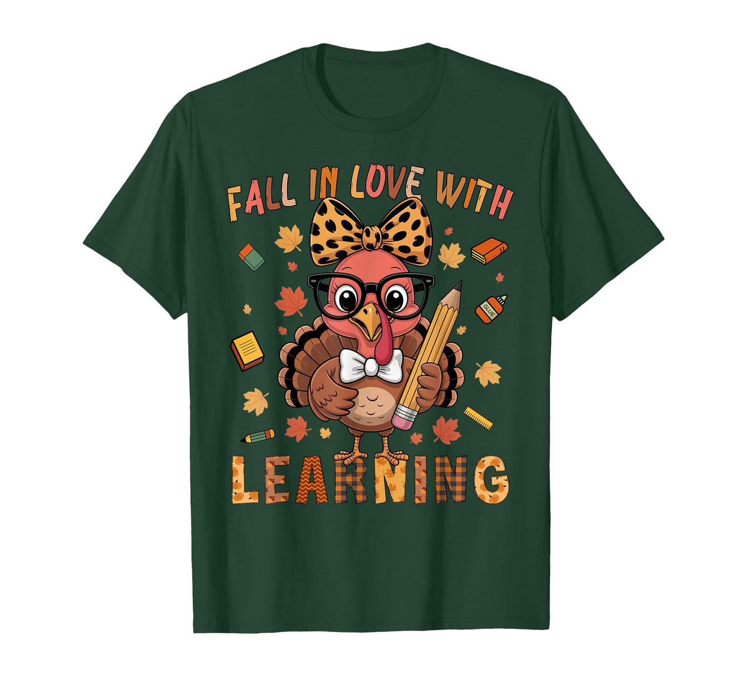 Thanksgiving Turkey Teacher Shirt Fall in Love with Learning T-Shirt