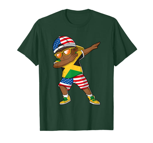 Half American Half Jamaican Boy Kid Jamaica Flag Patriotic T-Shirt Small