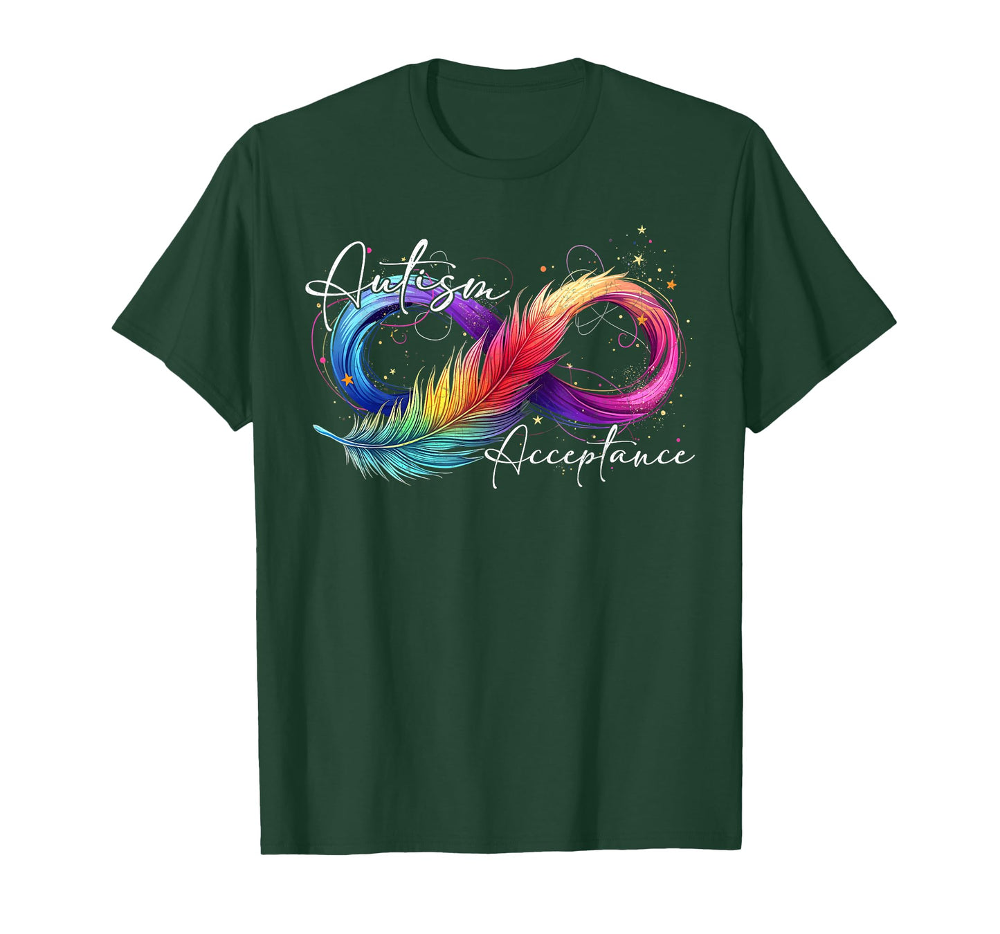 Autism Feather Infinity Rainbow Awareness T-Shirt