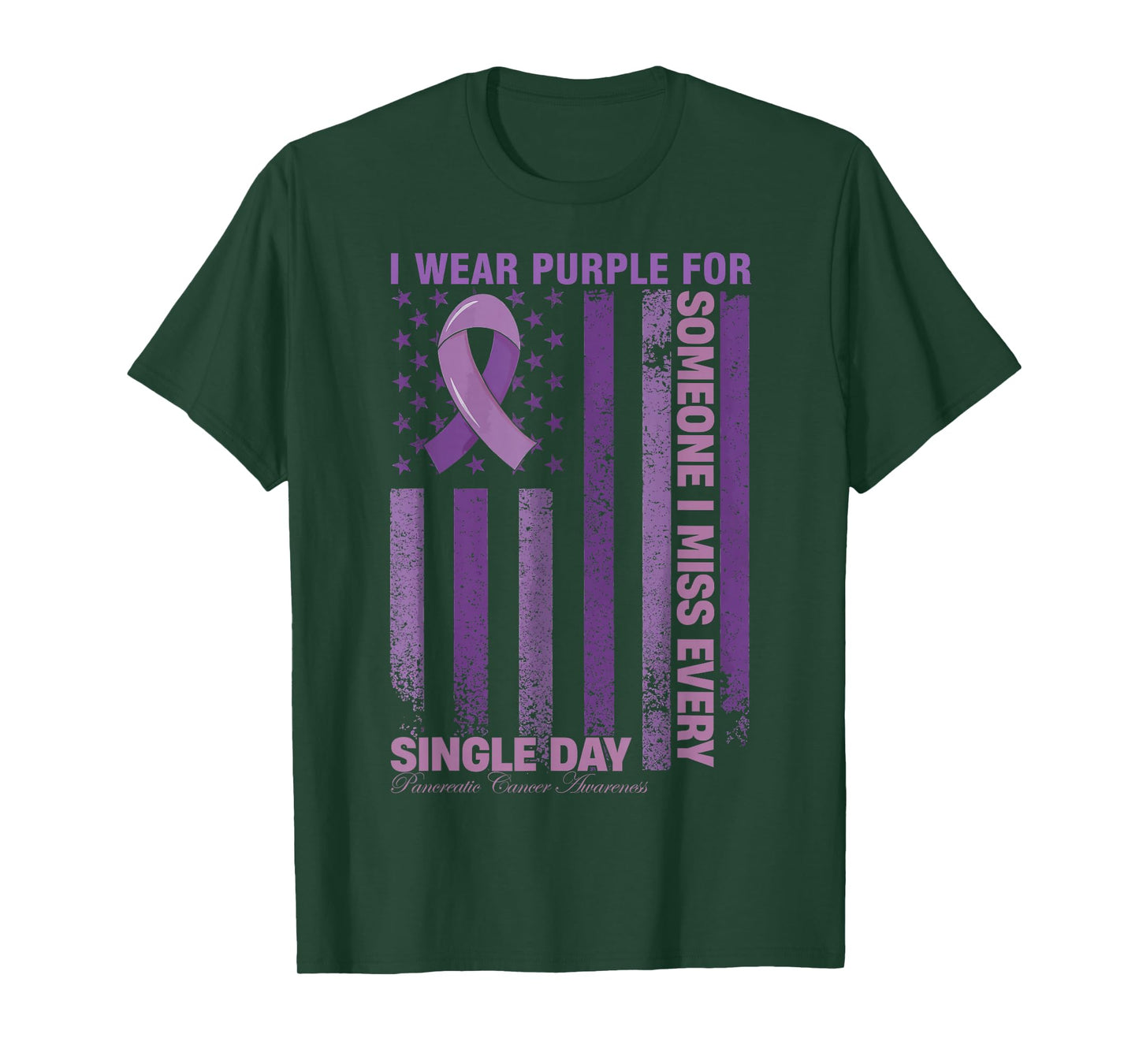 I wear Purple for Pancreatic Cancer Awareness American Flag T-Shirt
