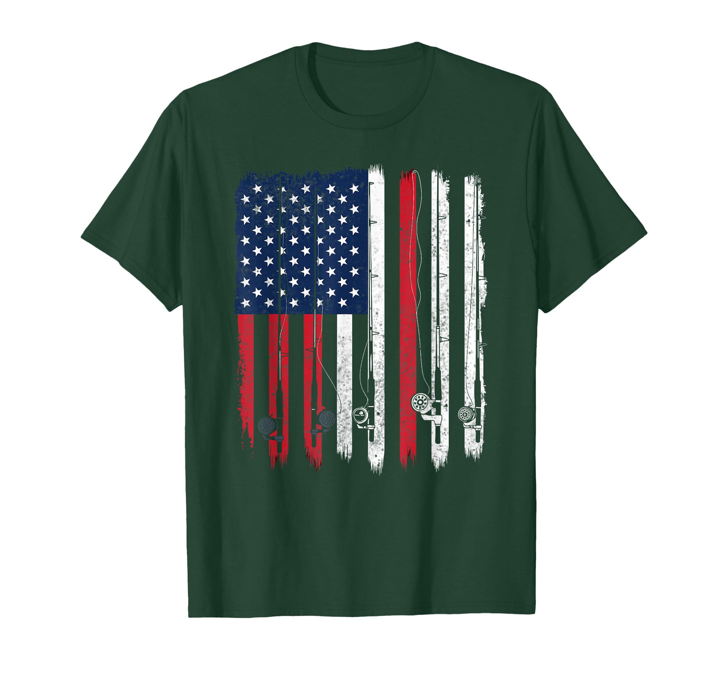 American Flag Fishing Rod Fishing T-Shirt