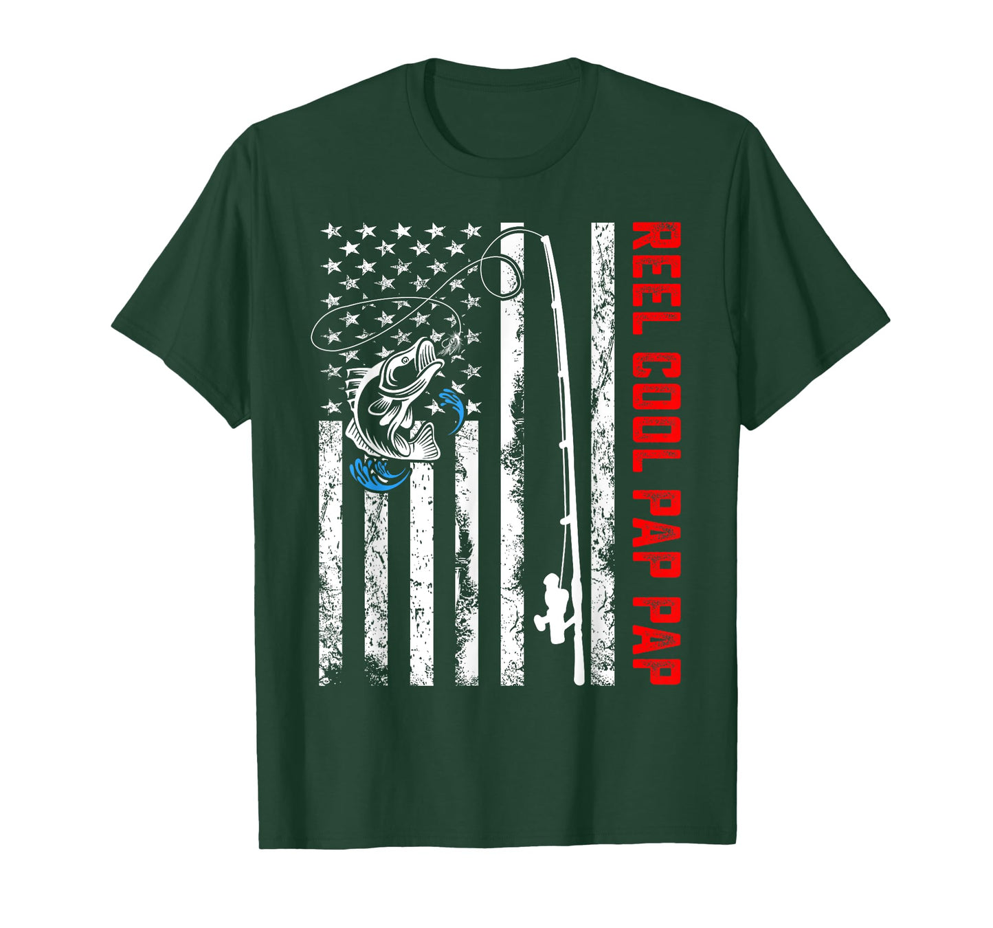 Reel Cool Pap Pap Shirt American Flag Fishing Birthday Gifts T-Shirt