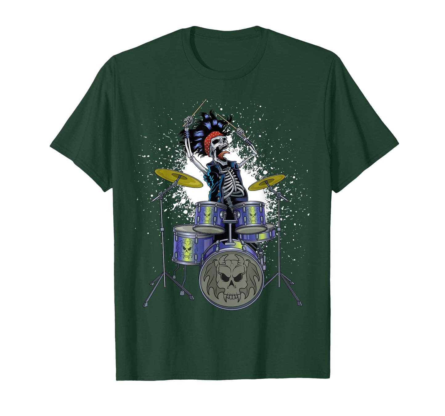 Skeleton Drummer Skull Drums Cool Percussion Drum Sticks T-Shirt
