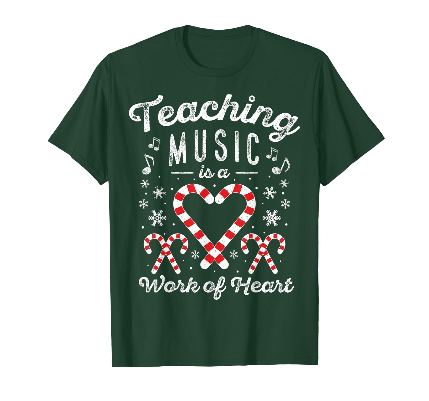 Christmas Candy Cane Work of Heart Choir Band Music Teacher T-Shirt