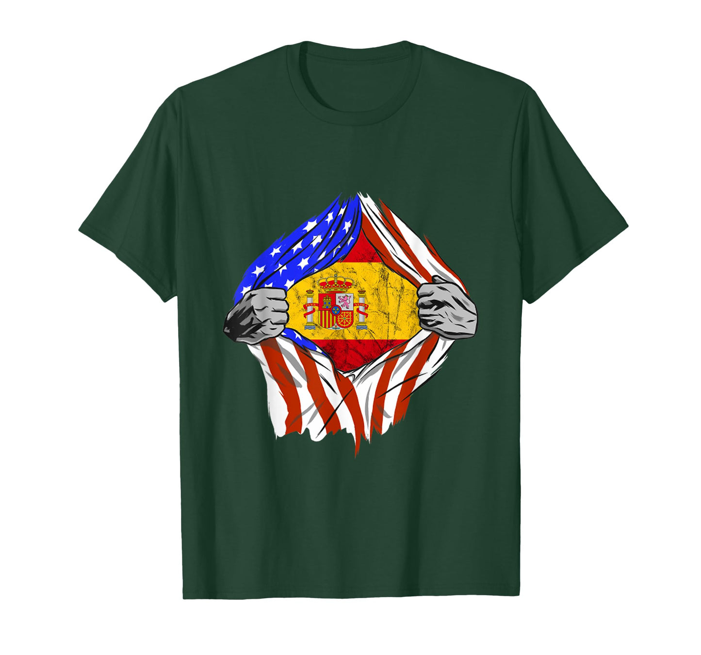 Spain America USA Chest Spanish Flag Espana Spanish Roots T-Shirt