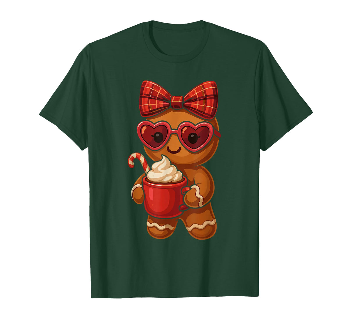 Gingerbread Drinking Hot Chocolate Christmas for Women Girls T-Shirt
