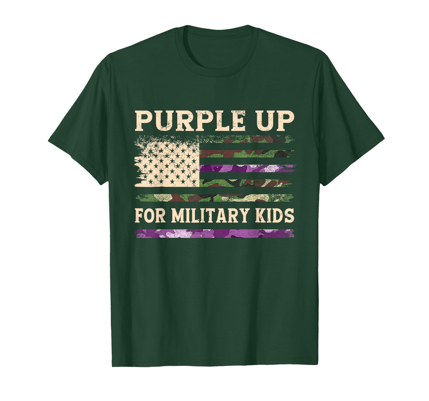 Purple Up for Military Kids Military Child Month USA Flag T-Shirt