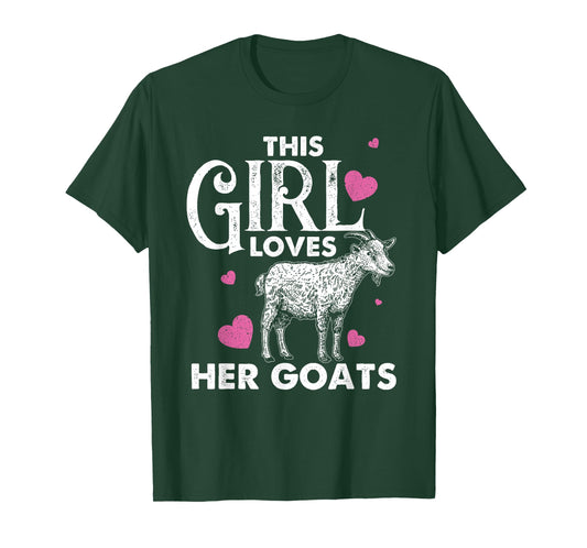 Cool Country Livestock Farm Kids Crazy Goat Lady Funny Goat Gift For Women Girls Animal Farming Farmer Lovers T-Shirt