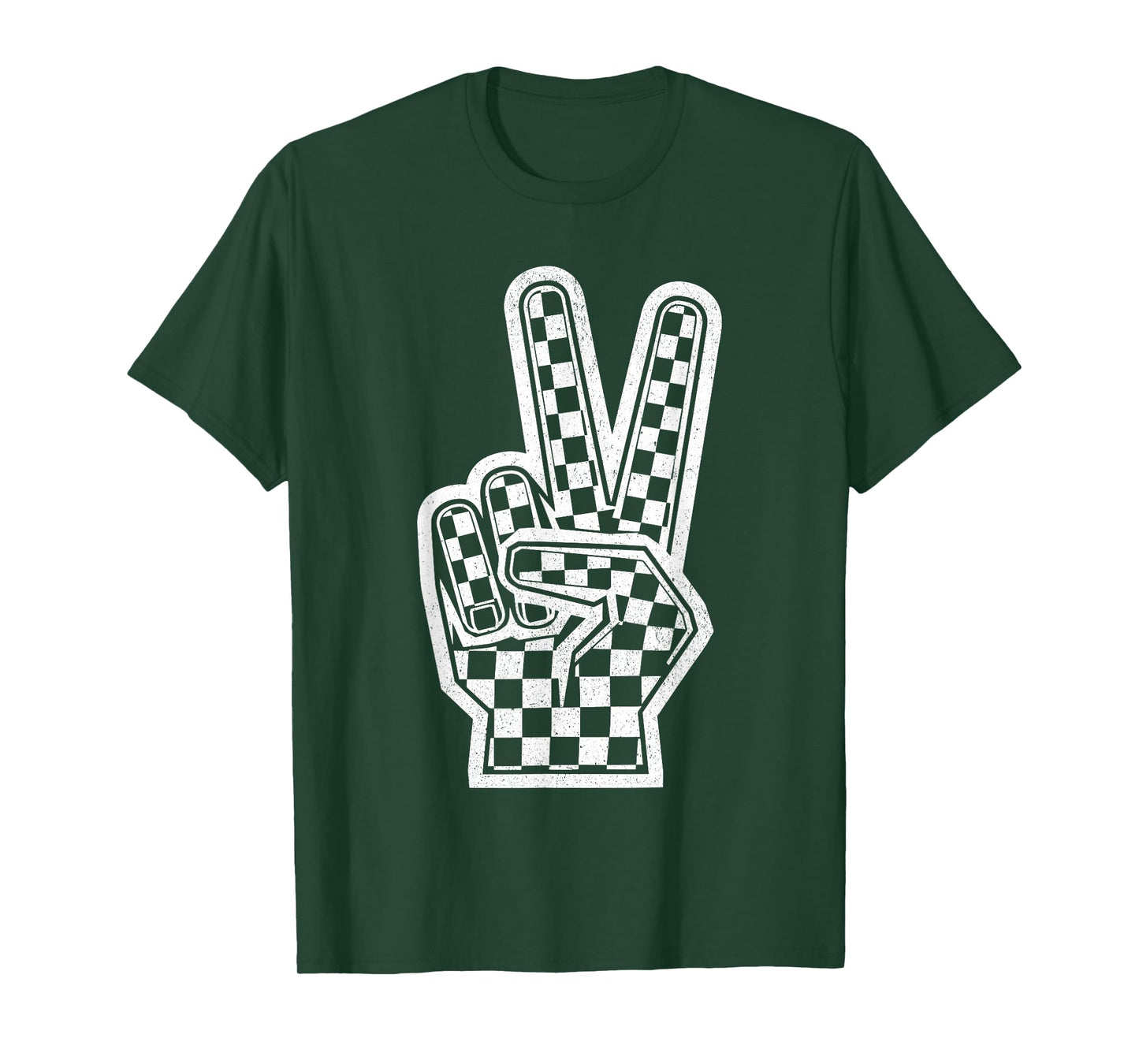 Checkered Peace Sign Shirt Vintage Racing Flag Kids Boy Girl T-Shirt