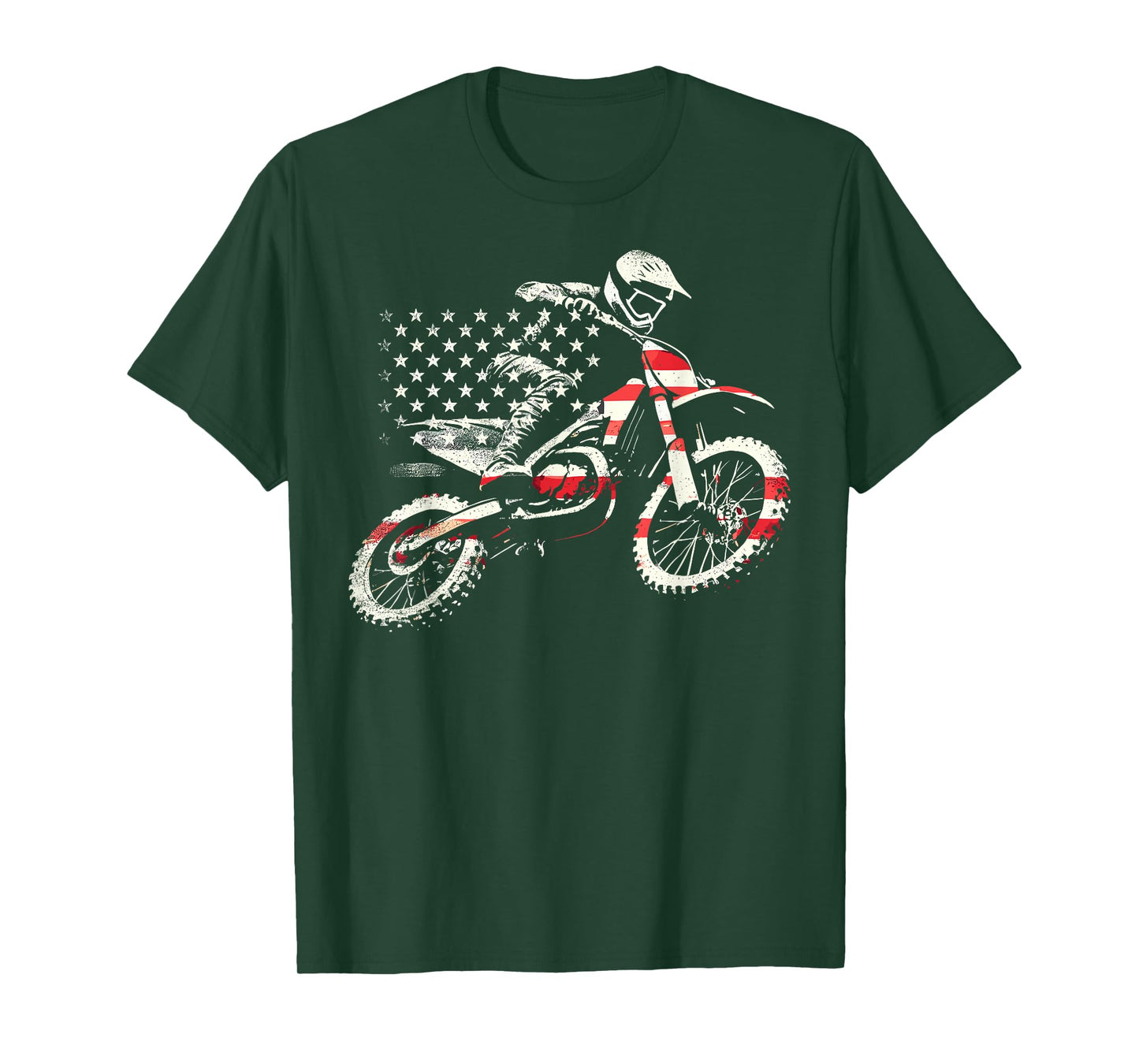 Dirt Bike Retro American Flag Motocross Enduro T-Shirt