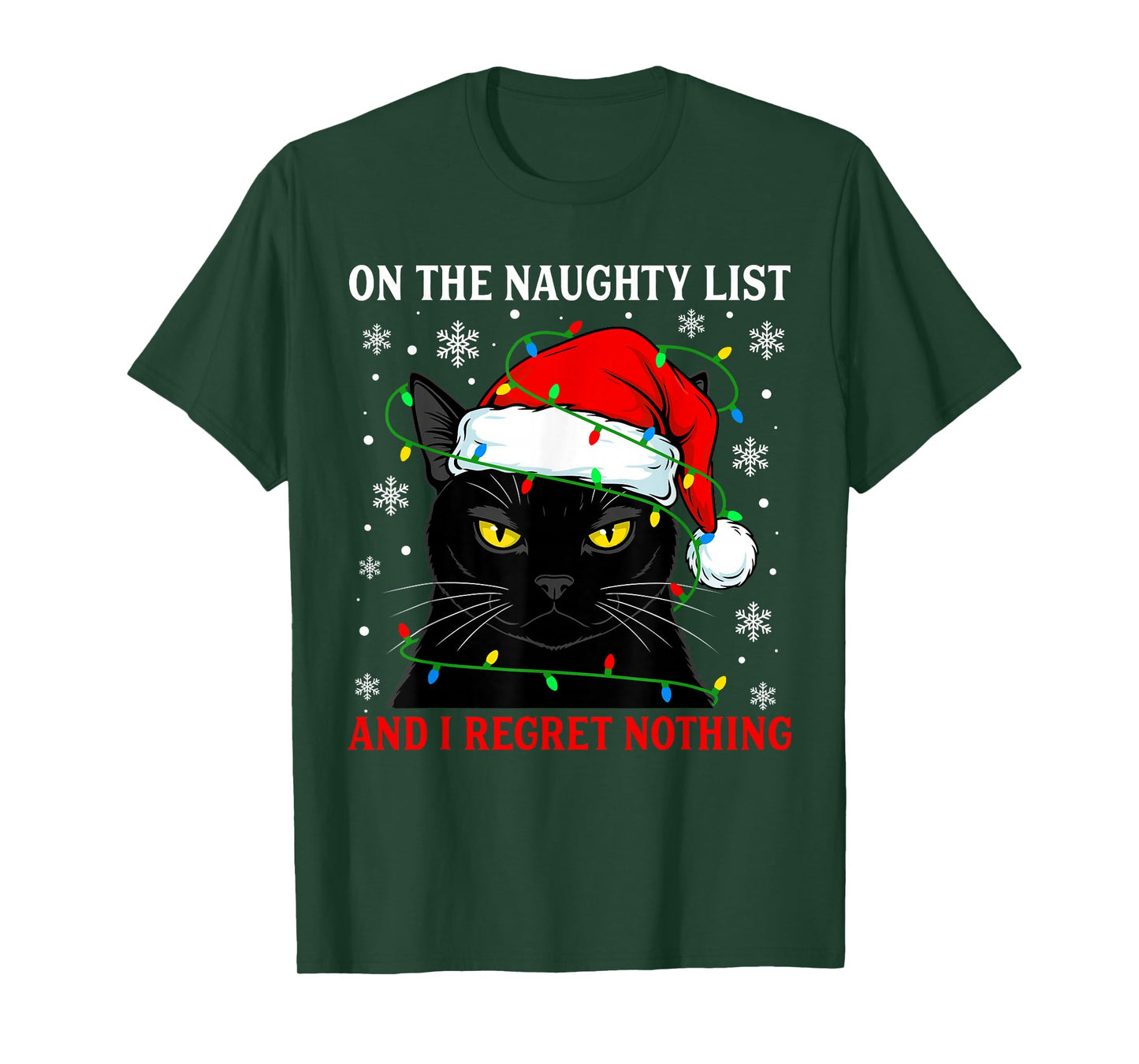 On Naughty List and Regret Nothing Christmas Cat Kitten Xmas T-Shirt
