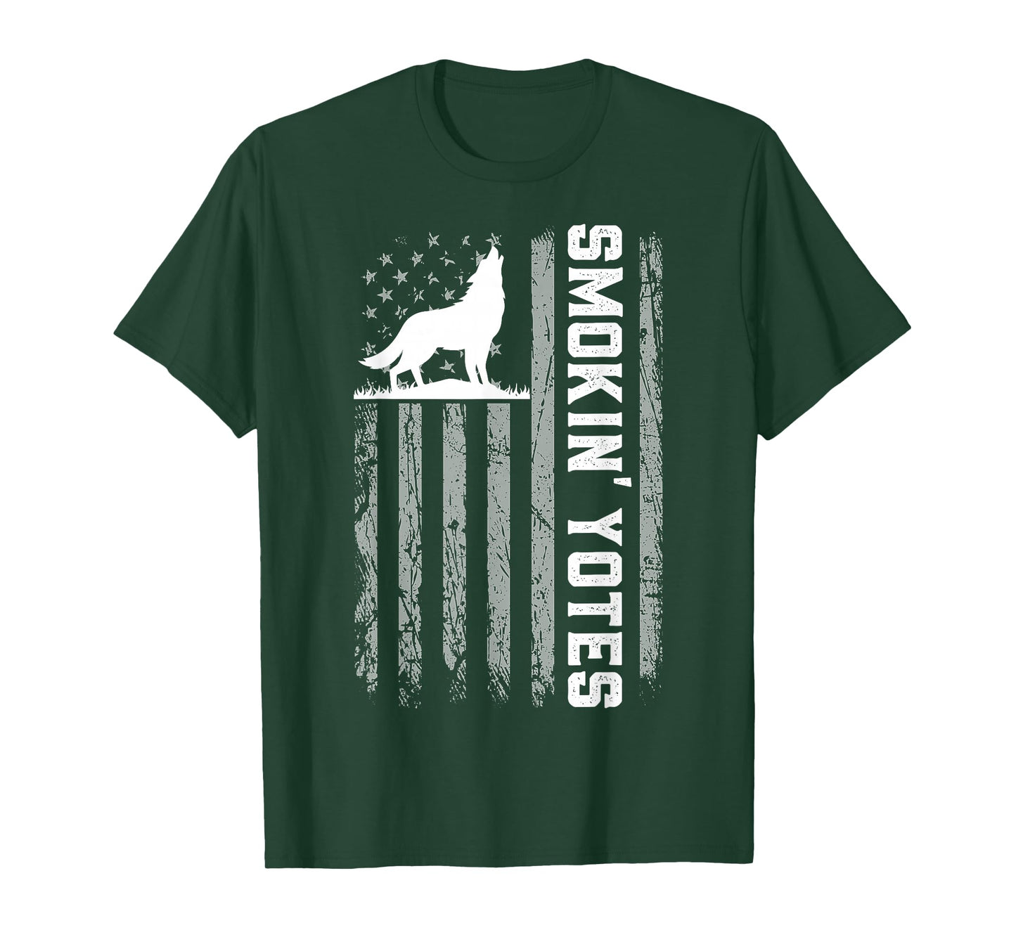 Smokin' Yotes USA Flag Coyote Hunting Patriotic Men Graphic T-Shirt