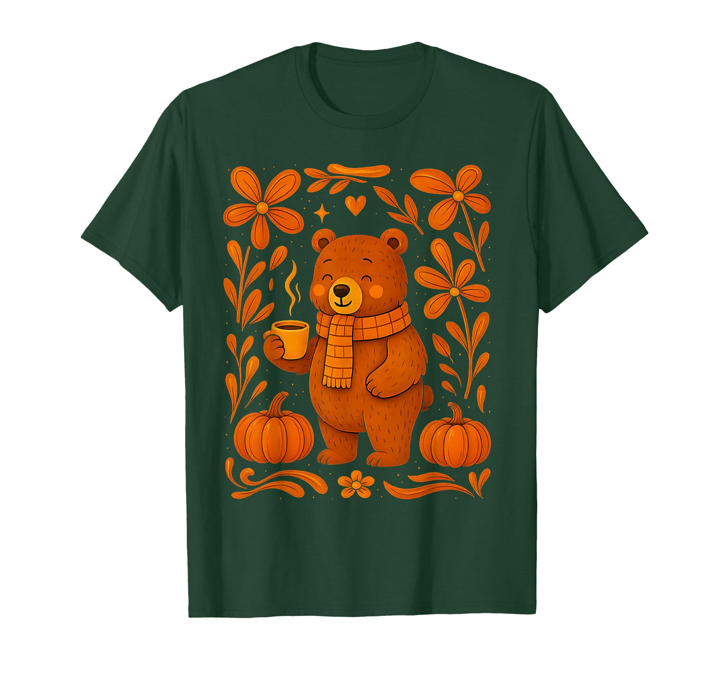 Cute Bear Fall Autumn Season Pumpkin Halloween Vibes T-Shirt