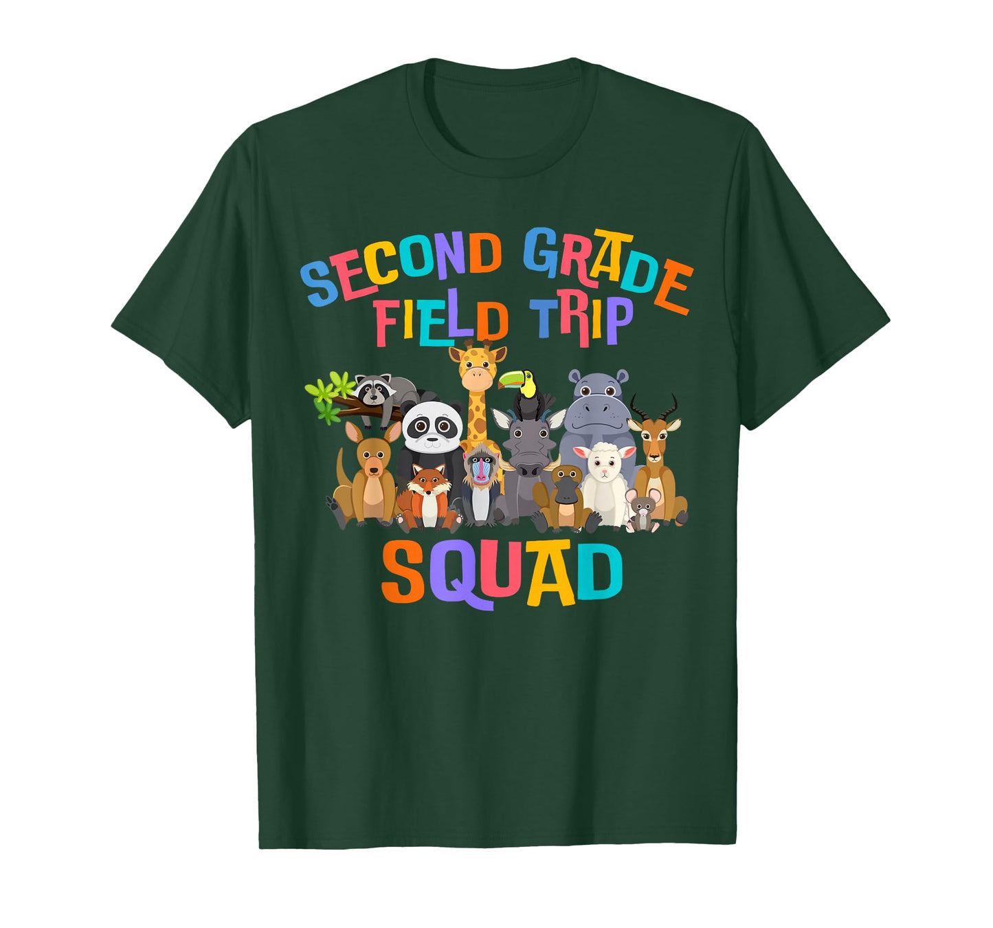 2nd Second Grade Field Day Trip Squad 2025 Funny Zoo Animal T-Shirt