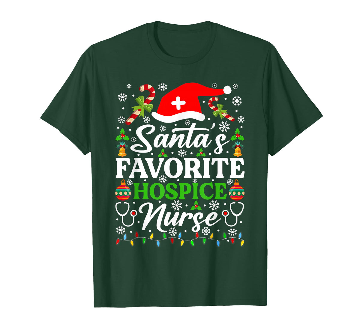 Santa's Favorite Hospice Nurse Shirt Funny Christmas Pajama T-Shirt