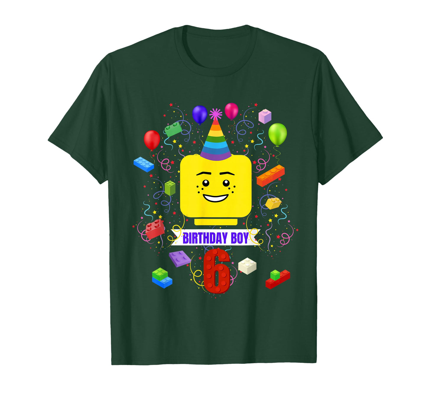 Building Bricks 6th Birthday Boy 6 Master Builder Blocks T-Shirt