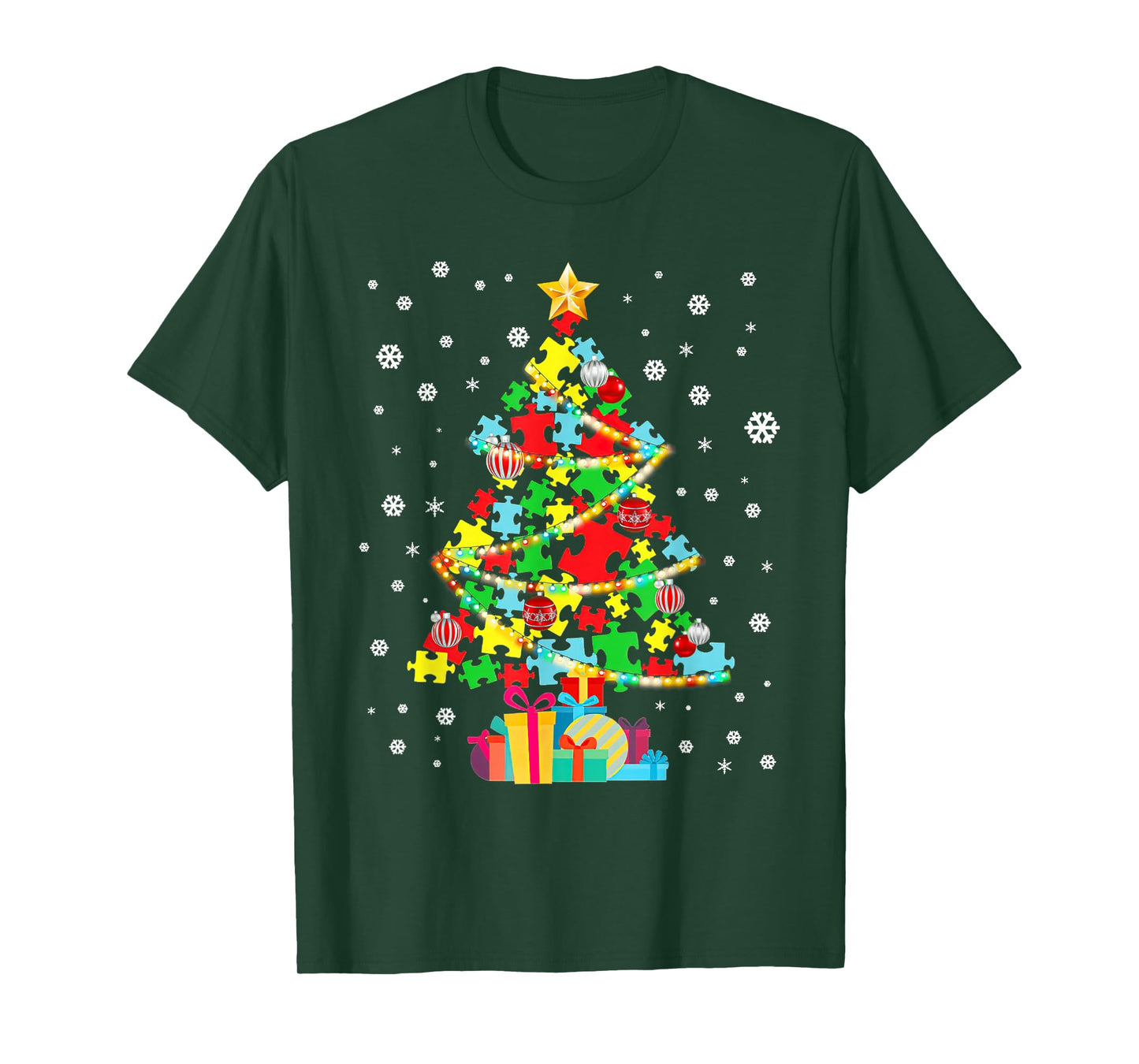 Autism Tree Christmas Pajama Autism Awareness Holiday T-Shirt