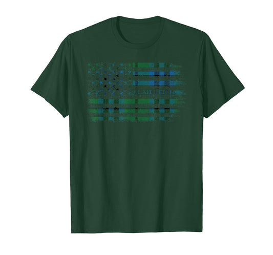 Clan Keith Scottish tartan US flag kilt Scotland T-Shirt