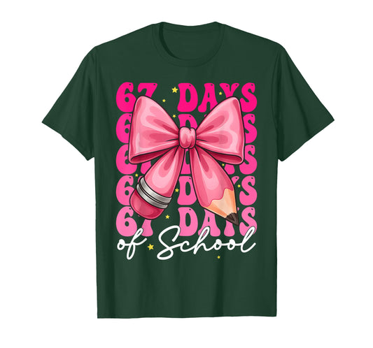 67 Days of School Girls Coquette Bow 67th Day of School T-Shirt