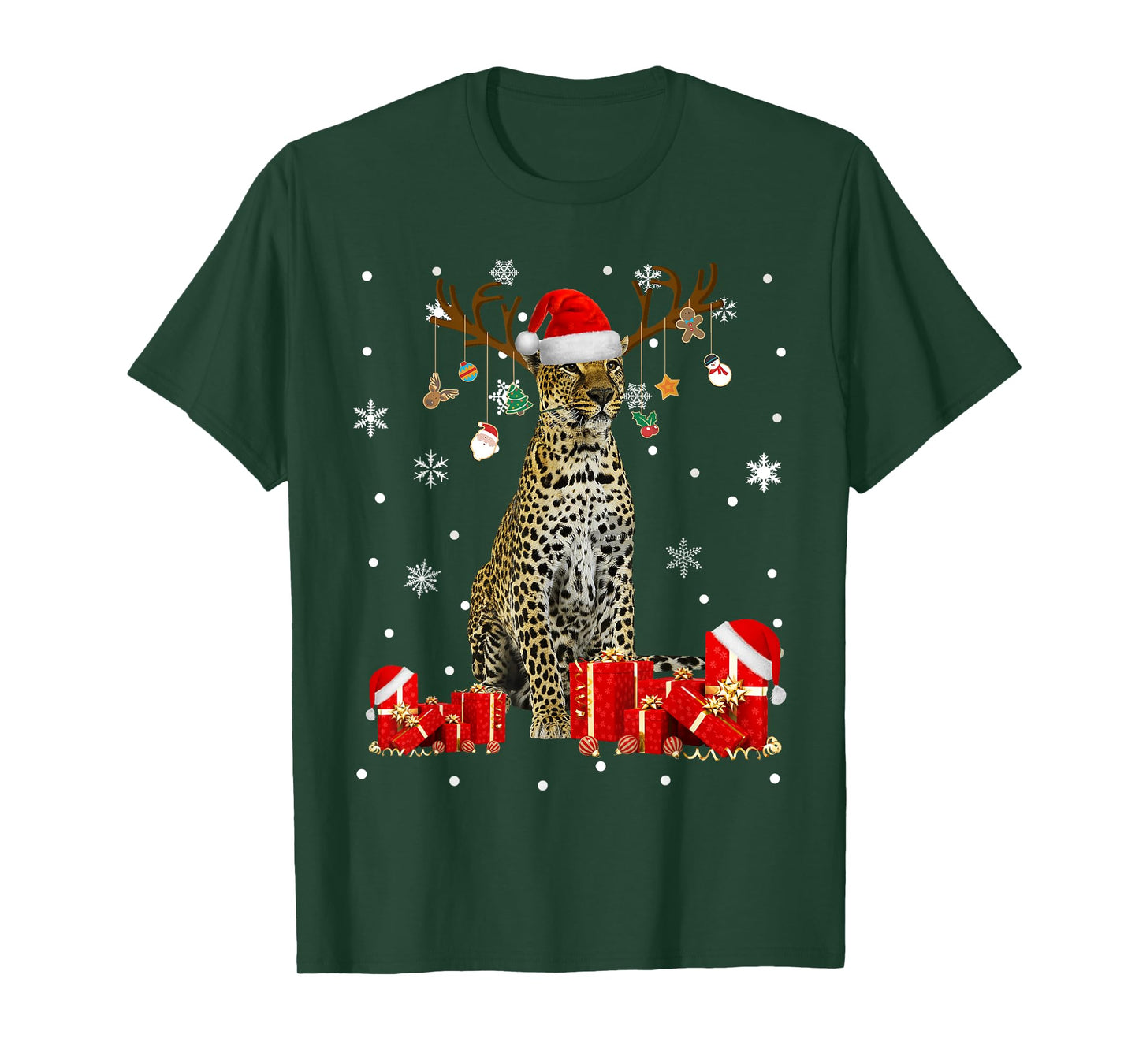 Christmas Cheetah Funny Santa Reindeer Cheetah Lover Gifts T-Shirt
