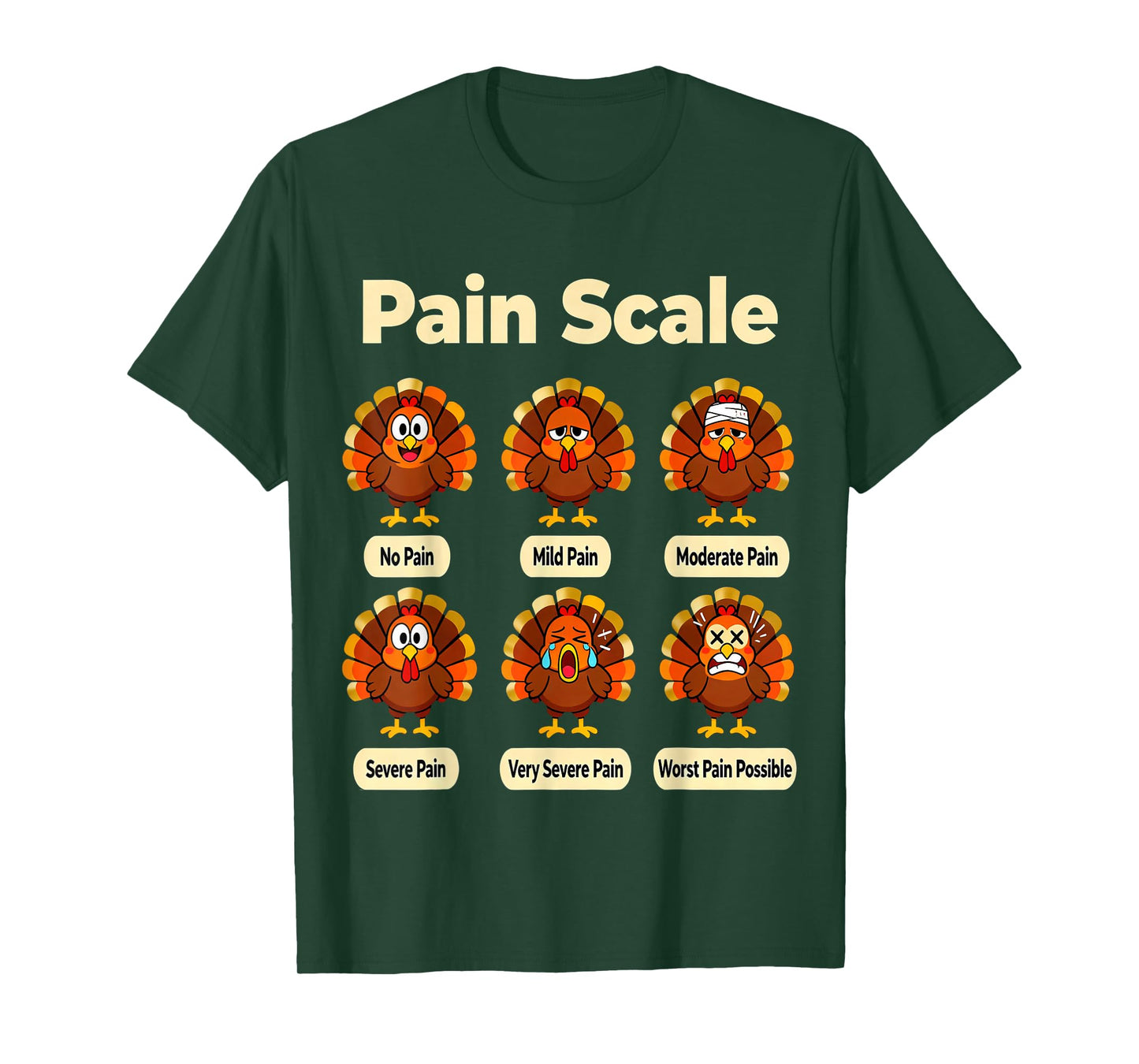 Fall CNA Funny Turkey Pain Scale ER Thanksgiving Nurse Humor T-Shirt