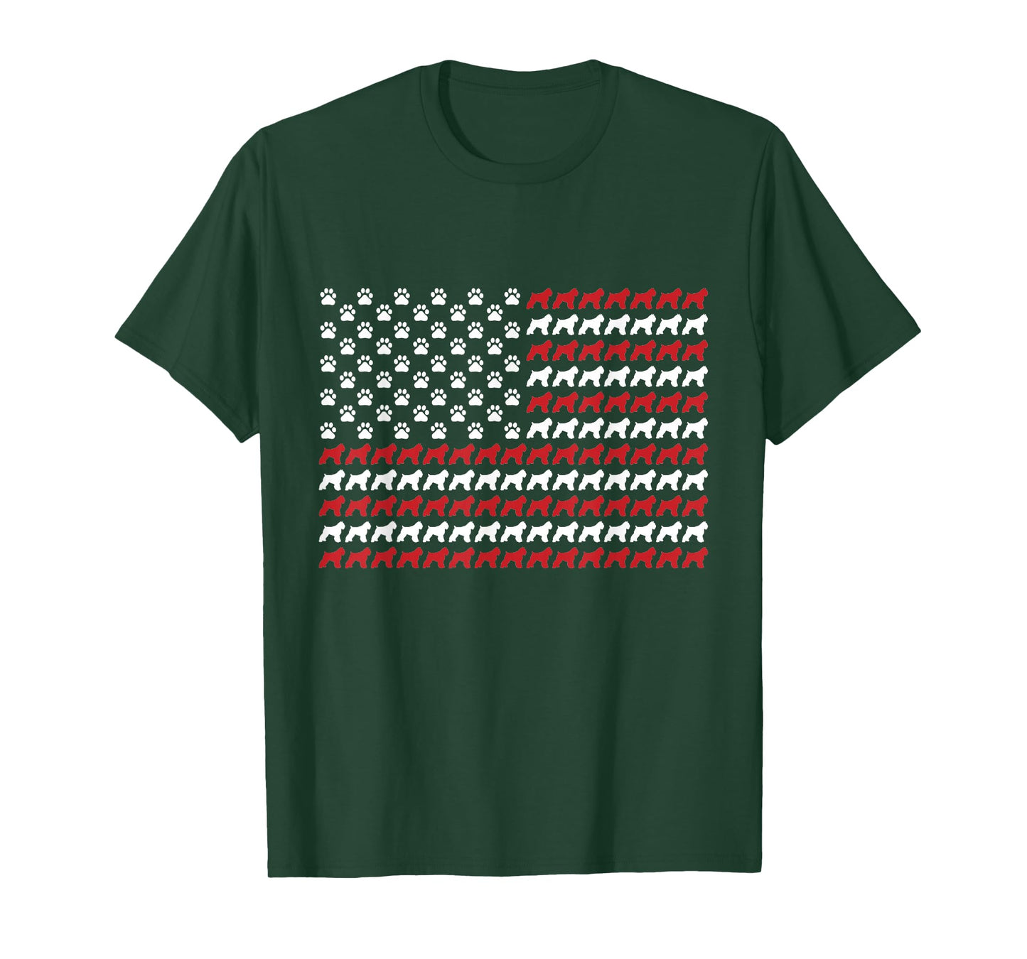 Bouvier des Flandres 4th of July Dog Paw Print T-Shirt