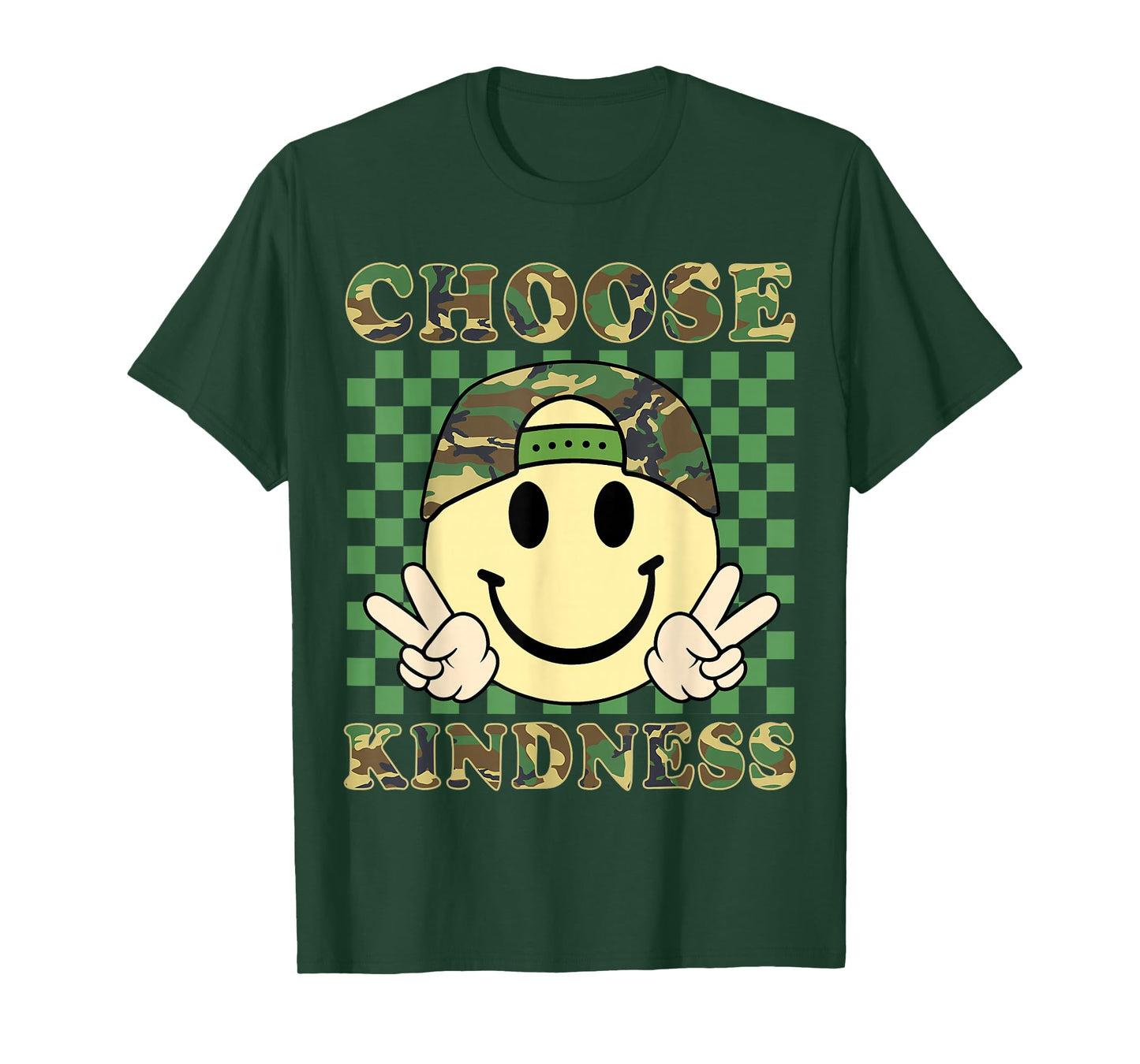 Choose Kindness Retro Camo Be Kind Inspirational Kids Boys T-Shirt