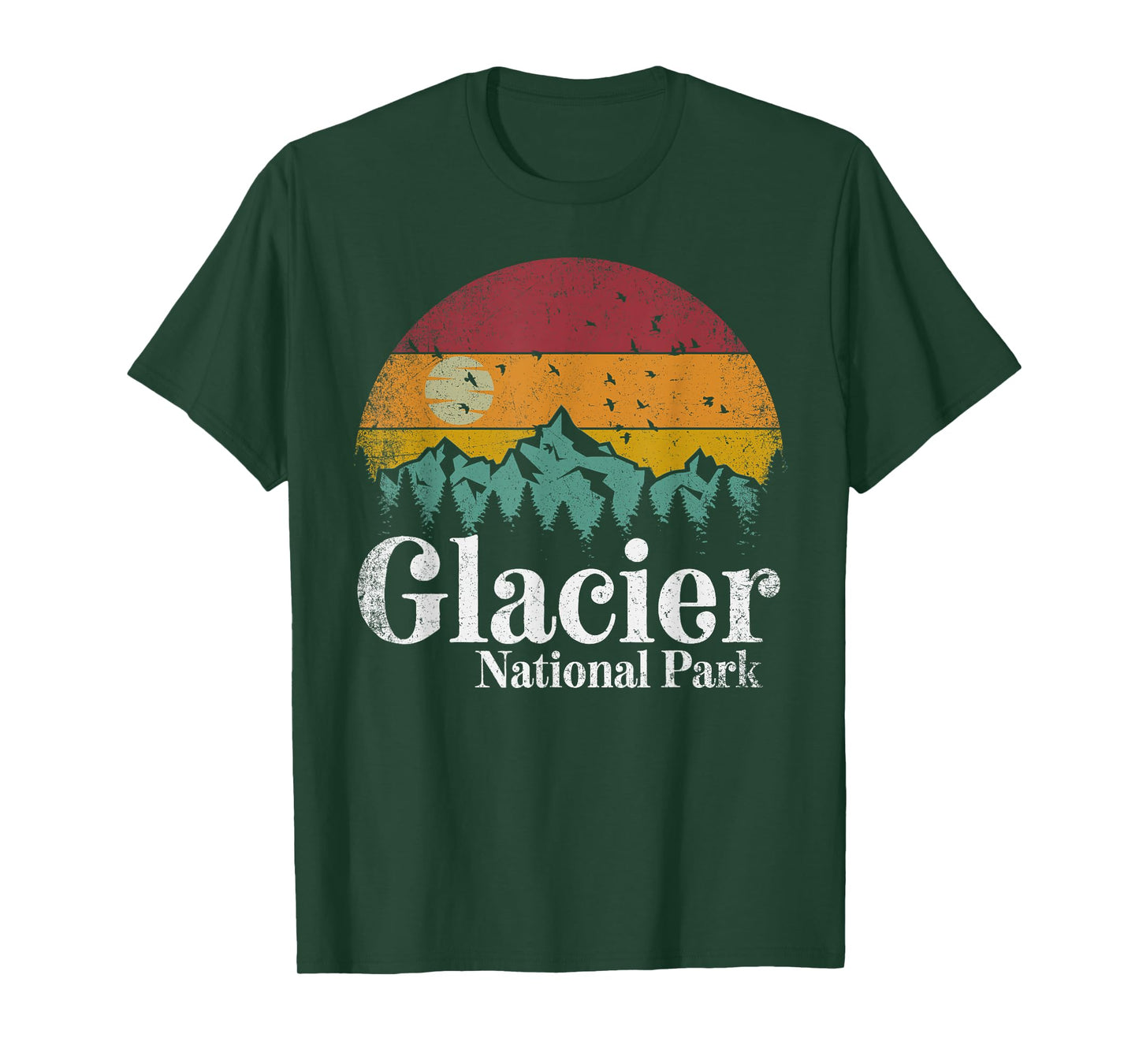 Glacier National Park Mountains Retro Hiking Camping Gift T-Shirt