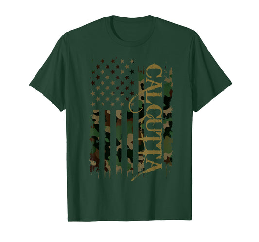 Calcutta United States Distressed Camo w US Flag T-Shirt