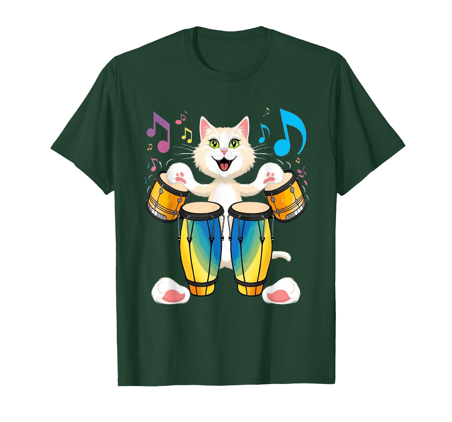 Cat Playing Bongo T-Shirt for Men Women Kids