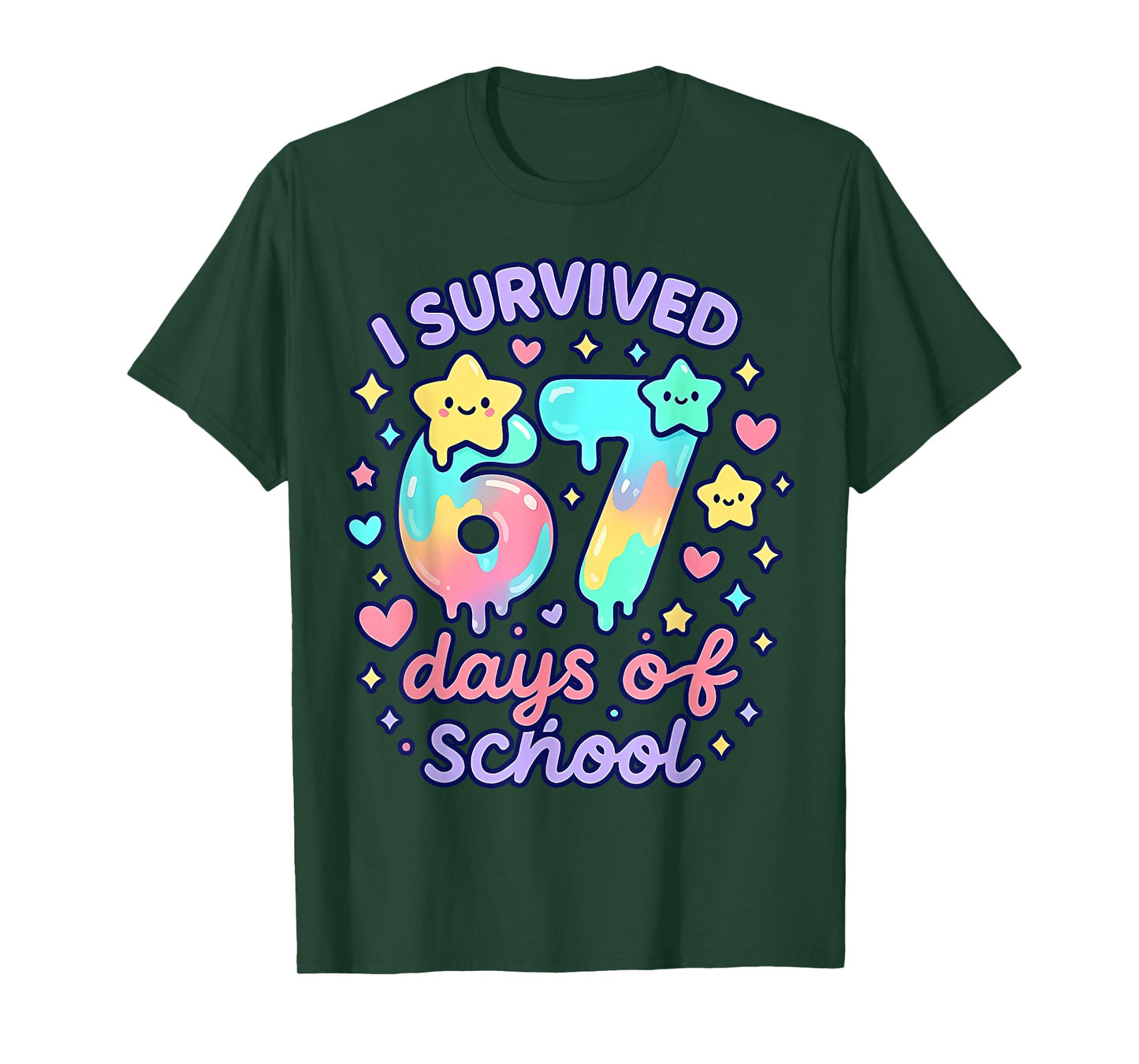 I Survived 67 Days of School Funny 67 Teachers Students Meme T-Shirt