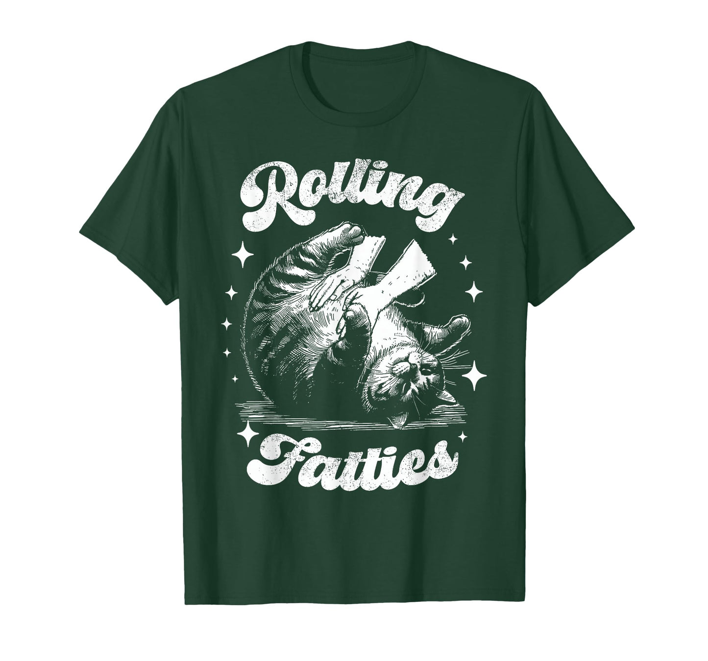 Retro Funny Rolling Fatties Vintage Sarcastic Cat Meme T-Shirt