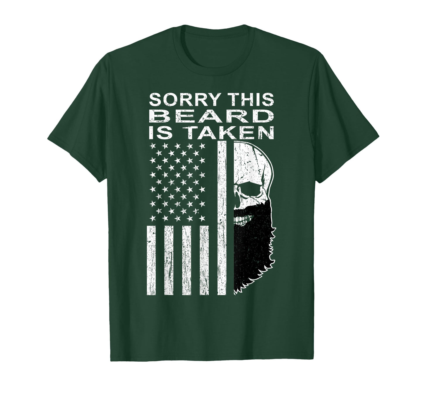 Sorry This Beard is Taken American Flag Skull Bearded Gifts T-Shirt