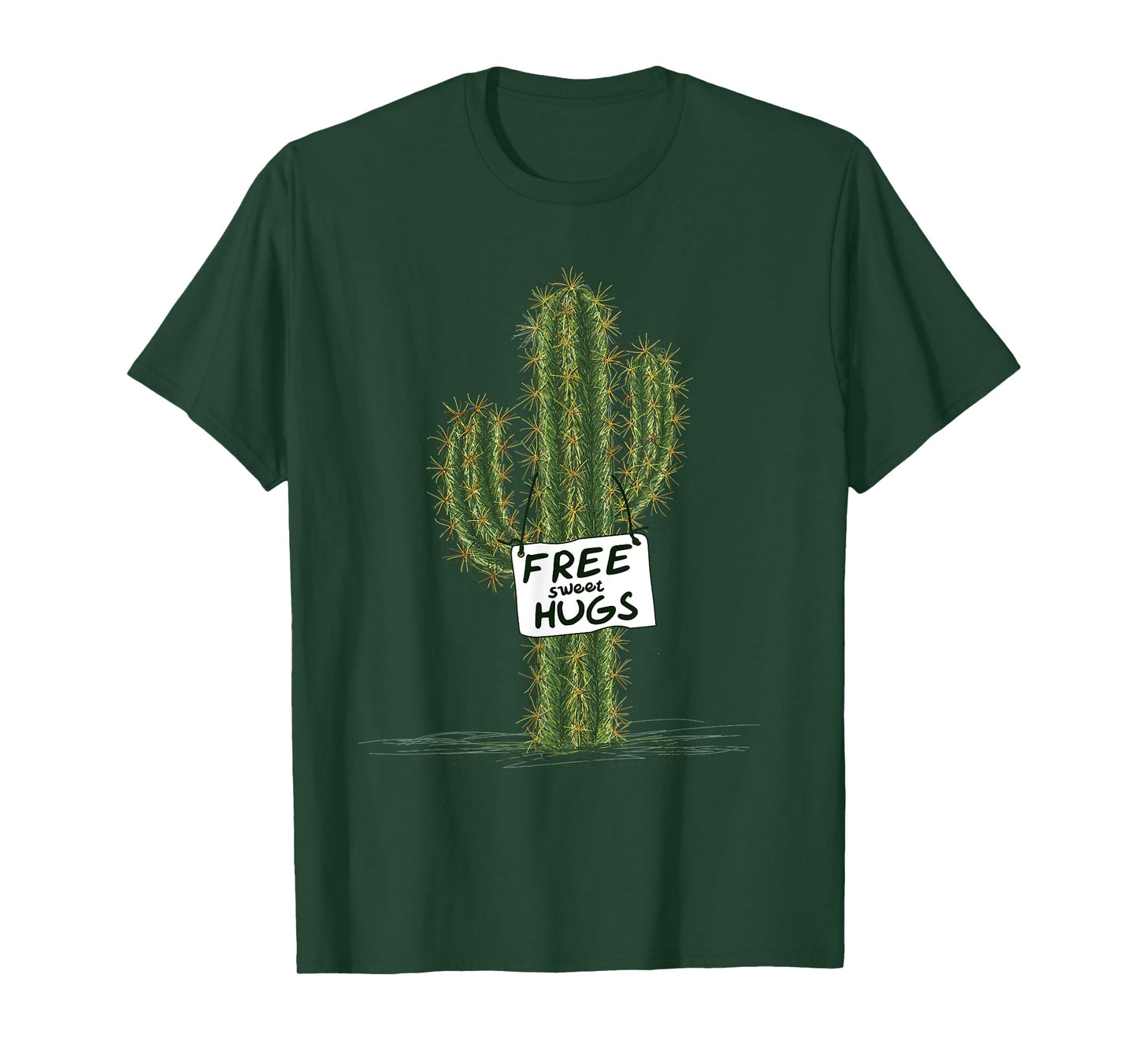 Cactus Cacti Funny Art Humor Free Sweet Hugs T-Shirt