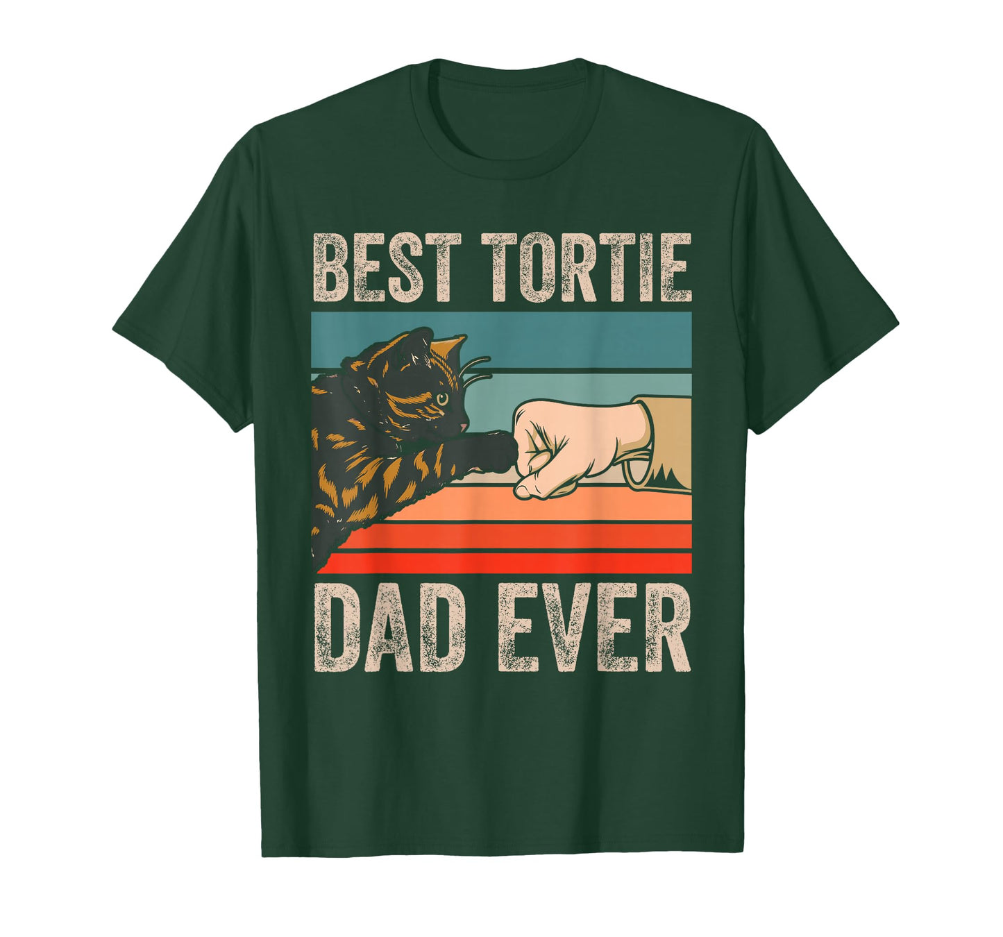 Best Tortie Dad Ever Tortoiseshell Cat Lover Retro T-Shirt